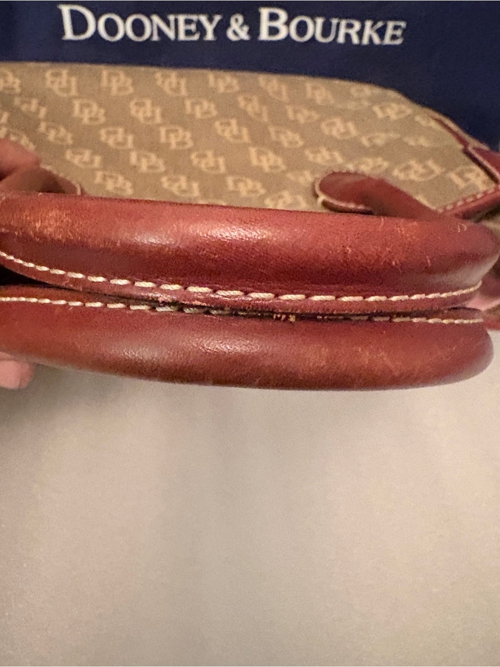 Dooney & Bourke Vintage Olive Monogram Satchel Pink Interior Push Lock Dust Bag - Picture 11 of 16